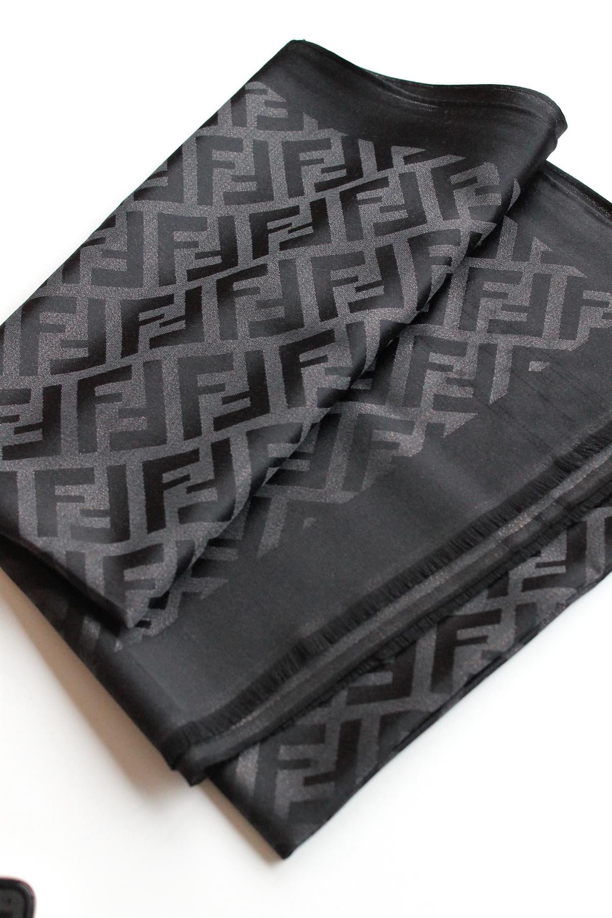 SİYAH / SİMLİ İPEK ŞAL