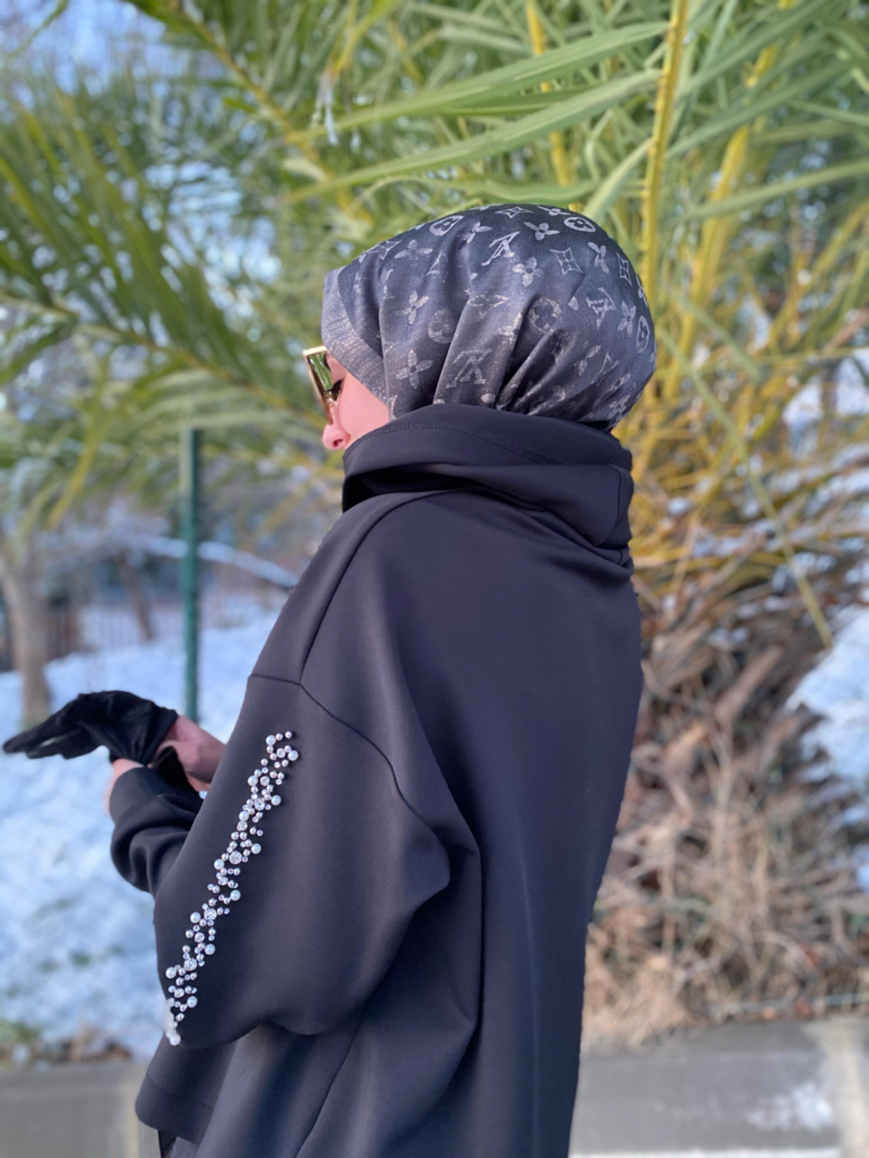 SİYAH SİMLİ İPEK ŞAL