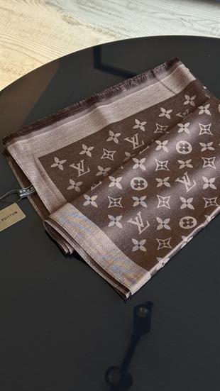 ACI KAHVE SİMLİ İPEK ŞAL