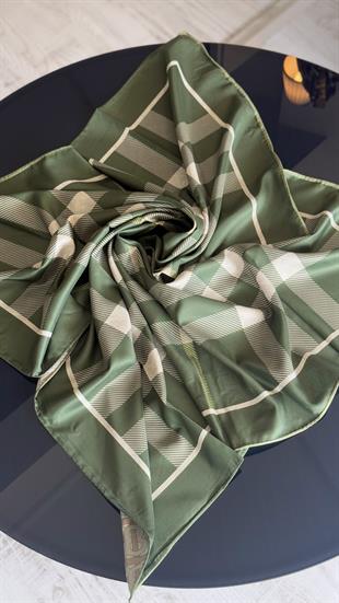 B DESEN KREM YEŞİL / ÇİFT YÖNLÜ TWİL EŞARP