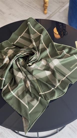 B DESEN KREM YEŞİL / ÇİFT YÖNLÜ TWİL EŞARP