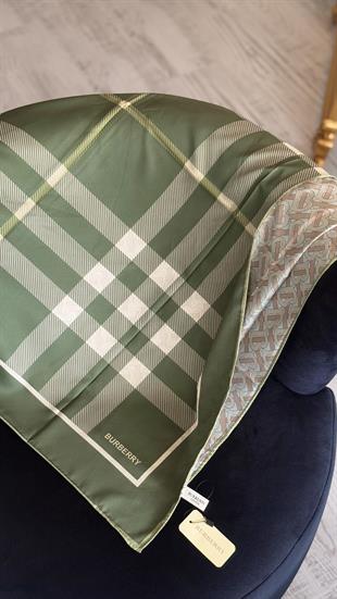 B DESEN KREM YEŞİL / ÇİFT YÖNLÜ TWİL EŞARP