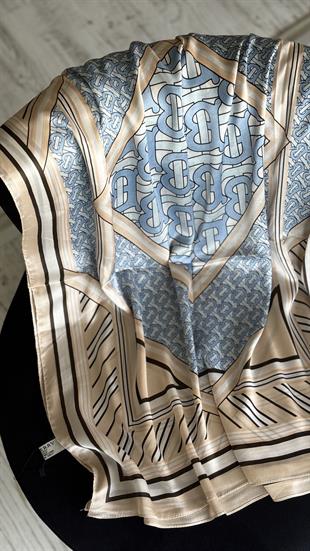 BEBE MAVİ / KREM VUAL İPEK ŞAL