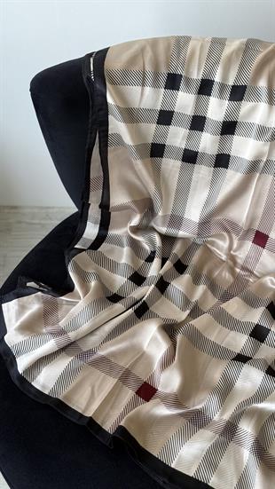 BEJ SİYAH / ORJİNAL DESEN VUAL İPEK ŞAL