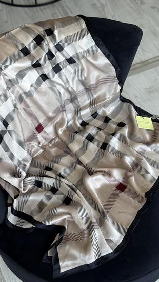 BEJ SİYAH / ORJİNAL DESEN VUAL İPEK ŞAL