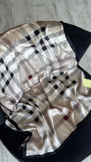 BEJ SİYAH / ORJİNAL DESEN VUAL İPEK ŞAL