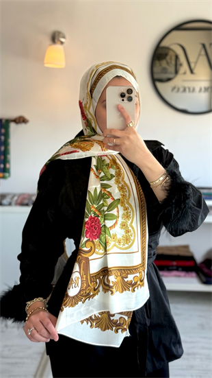 BEYAZ RENK ÇİCEK DESENLİ ŞAL