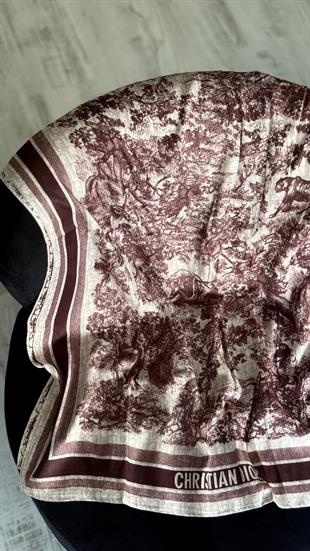 BORDO ÇİFT YÖNLÜ DESENLİ YÜN İPEK ŞAL