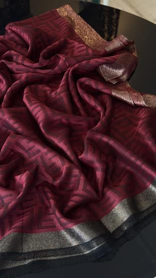 BORDO İNCE YÜN İPEK ŞAL