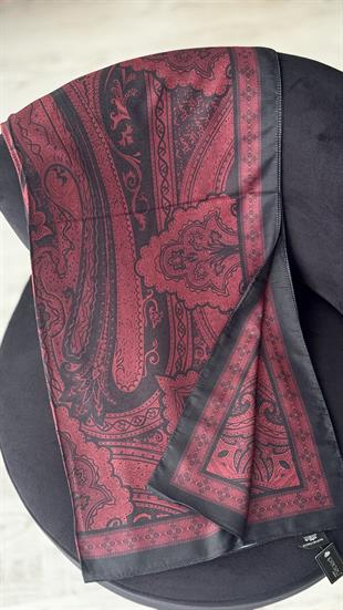 BORDO / SİYAH ETNİK DESEN PAMUK ŞAL