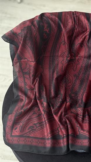 BORDO / SİYAH ETNİK DESEN PAMUK ŞAL