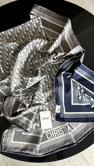 ÇİFT TARAFLI / GRİ LACİVERT TWİL İPEK ŞAL