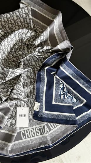 ÇİFT TARAFLI / GRİ LACİVERT TWİL İPEK ŞAL