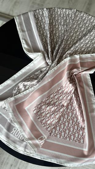 ÇİFT TARAFLI / PUDRA - GRİ TWİL İPEK ŞAL