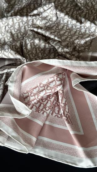 ÇİFT TARAFLI / PUDRA - GRİ TWİL İPEK ŞAL