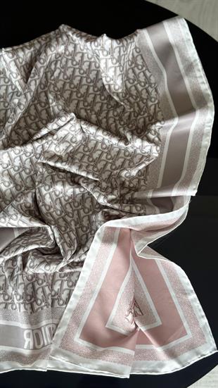 ÇİFT TARAFLI / PUDRA - GRİ TWİL İPEK ŞAL