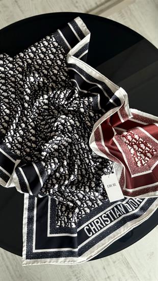 ÇİFT TARAFLI / SİYAH - BORDO TWİL İPEK ŞAL