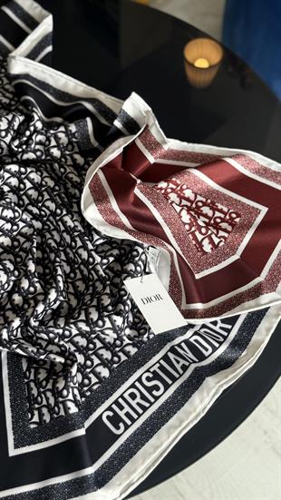 ÇİFT TARAFLI / SİYAH - BORDO TWİL İPEK ŞAL