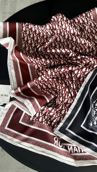 ÇİFT TARAFLI / SİYAH - BORDO TWİL İPEK ŞAL