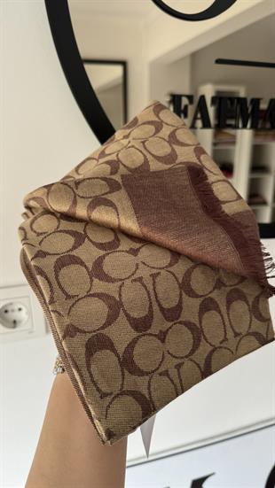 AÇIK KAHVE COACH KAŞMİR İPEK ŞAL