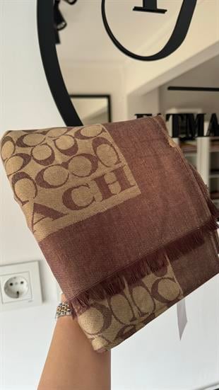 AÇIK KAHVE COACH KAŞMİR İPEK ŞAL