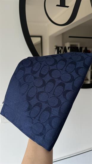LACİVERT COACH KAŞMİR İPEK ŞAL