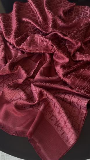D KIRMIZI SİMLİ İPEK ŞAL