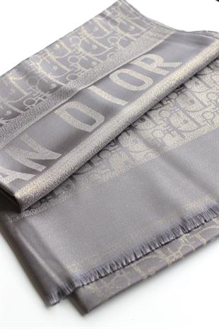 D GRİ SİMLİ İPEK ŞAL