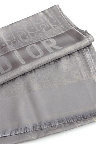 D GRİ SİMLİ İPEK ŞAL