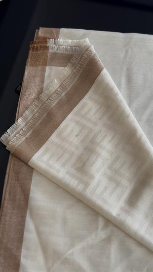 EKRU İNCE YÜN İPEK ŞAL