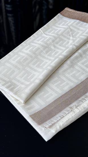 EKRU İNCE YÜN İPEK ŞAL