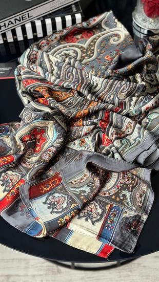ETRO DESEN GRİ ÇOK RENKLİ ŞAL 