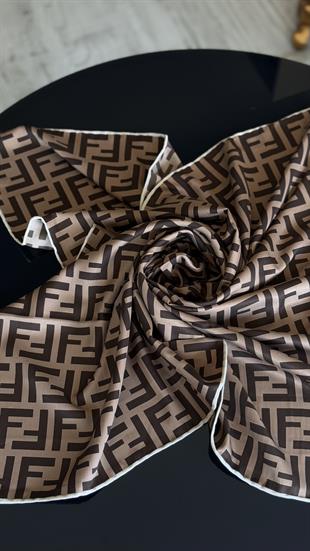 F DESEN TWİL / KAHVE KREM GEÇİŞLİ EŞARP