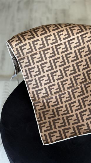 F DESEN TWİL / KAHVE KREM GEÇİŞLİ EŞARP