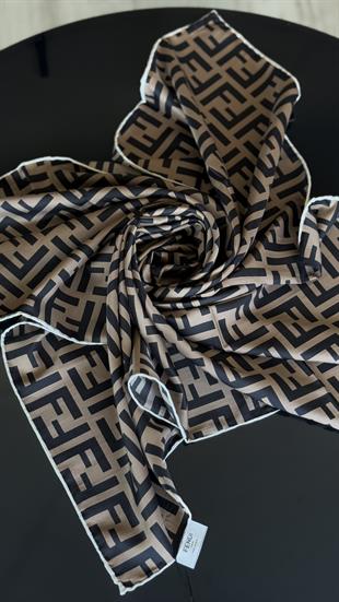 F DESEN TWİL / KREM SİYAH GEÇİŞLİ EŞARP