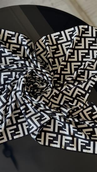 F DESEN TWİL / SİYAH BEYAZ EŞARP