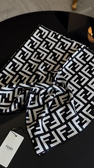 F DESEN TWİL / SİYAH BEYAZ EŞARP