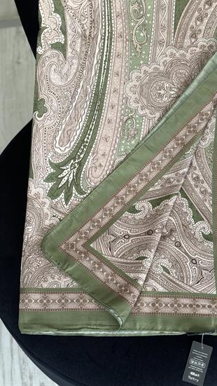 KOYU FISTIK YEŞİLİ ETNİK DESEN PAMUK ŞAL