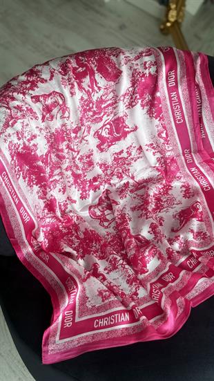 FUŞYA / BEYAZ VUAL İPEK ŞAL