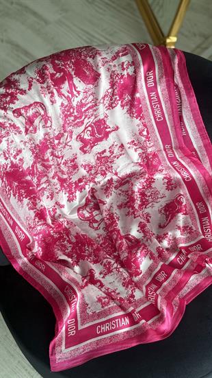 FUŞYA / BEYAZ VUAL İPEK ŞAL