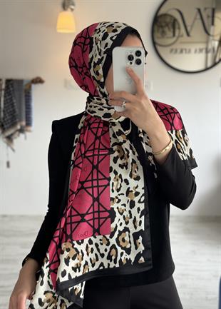 FUŞYA LEOPAR DESEN VUAL İPEK ŞAL
