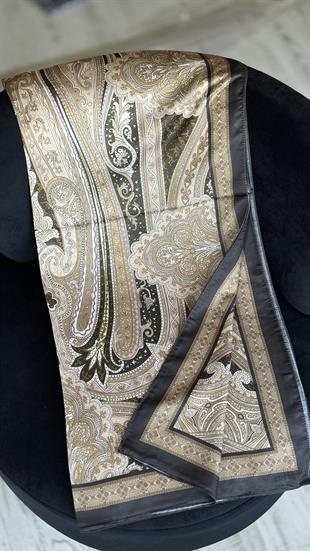 GOLD / SİYAH ETNİK DESEN PAMUK ŞAL