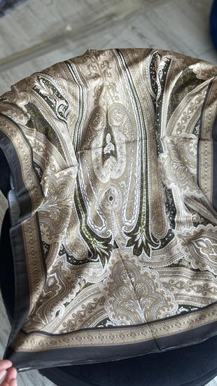 GOLD / SİYAH ETNİK DESEN PAMUK ŞAL