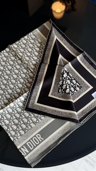 GRİ / SİYAH ÇİFT YÖNLÜ ORJİNAL İTHAL DIOR EŞARP 