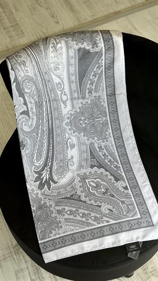 GÜMÜŞ GRİ ETNİK DESEN PAMUK ŞAL