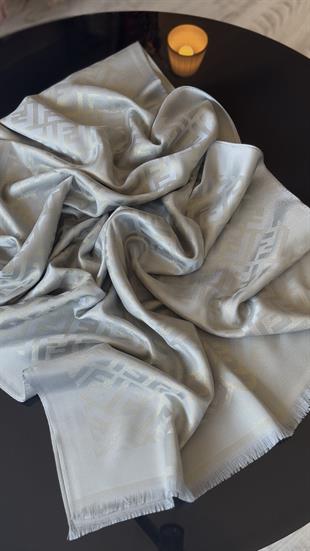 GÜMÜŞ GRİ / SİMLİ İPEK ŞAL