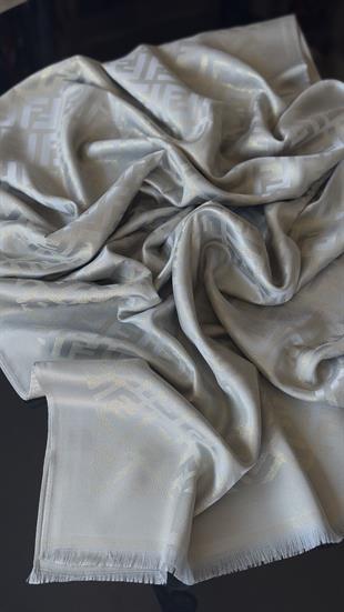 GÜMÜŞ GRİ / SİMLİ İPEK ŞAL