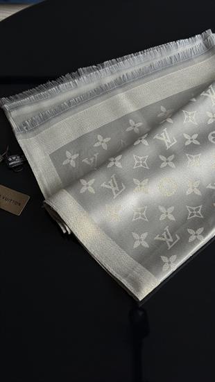 GÜMÜŞ GRİ SİMLİ İPEK ŞAL