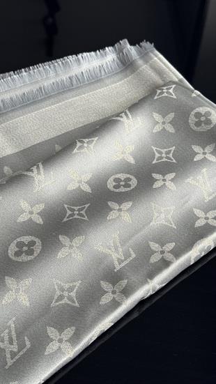 GÜMÜŞ GRİ SİMLİ İPEK ŞAL