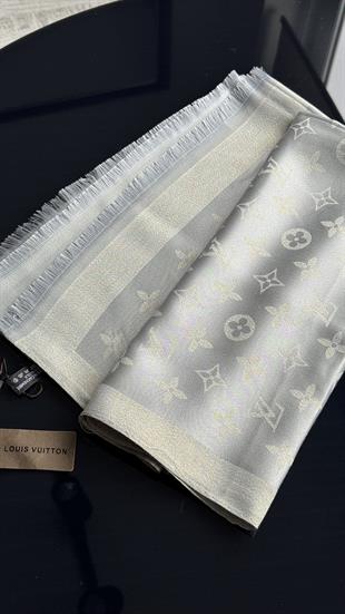 GÜMÜŞ GRİ SİMLİ İPEK ŞAL